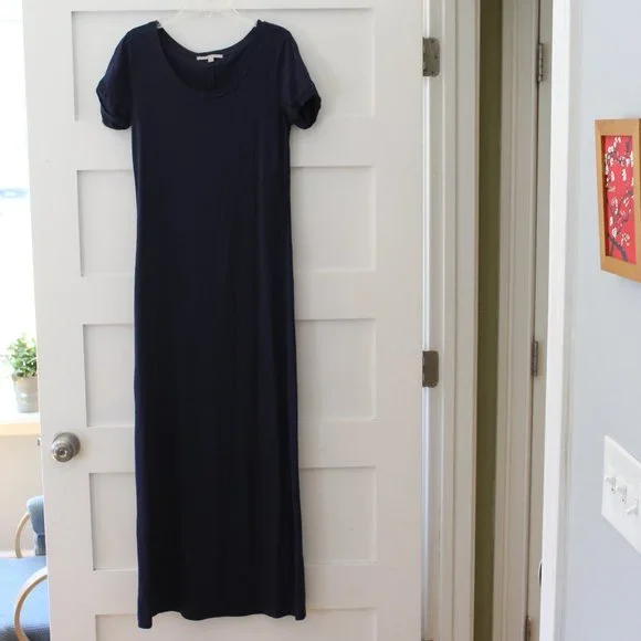 h&m halter maxi dress H&M Navy Blue Chiffon Sleeveless Halter Tiered Frilly Party Wedding Ma –  Brie
